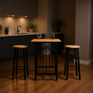 Conjunto de Muebles de Bar, Mesa de MDF con Estructura Metálica, Diseño Rectangular Contemporáneo para Uso Comercial - Product Image 2