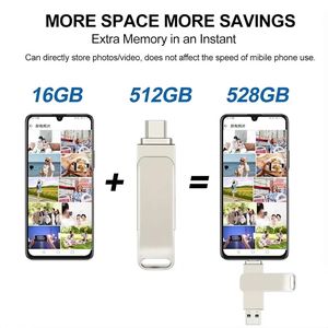 2 in 1 USB Flash Drive Metal Disk 2.0 3.0 Custom LOGO USB C Stick with 8GB 16GB 32GB 64GB 256GB 512GB 1TB <b>Memory</b> Thumb Drive - Product Image 5