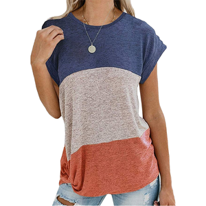 Camiseta de Algodón para Mujer, Talla Grande, Cuello en V, Manga Corta, Corte Regular, Informal, 180g, Primavera/Verano, Suave, Transpirable, Cómoda y Sencilla - Product Image 3