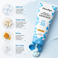 Crème solaire minérale personnalisée OEM/ODM au peptide de cuivre et au suif, SPF 30/50, réparatrice pour peaux abîmées par le soleil