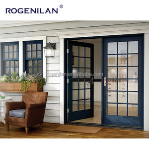 Portes patio françaises minimalistes Rogenilan, étanches, à double vitrage Low-E, en aluminium et verre, avec grille. - Product Image 6