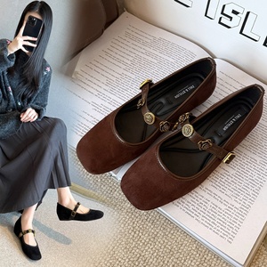 039-6 <span class=keywords><strong>Scarpe</strong></span> <span class=keywords><strong>Basse</strong></span> Casual da Donna in Morbida Pelle Scamosciata Stile Retrò Francese, Traspiranti, Tacco Basso, Nuovi Modelli, Ballerine Eleganti - Product Image 3