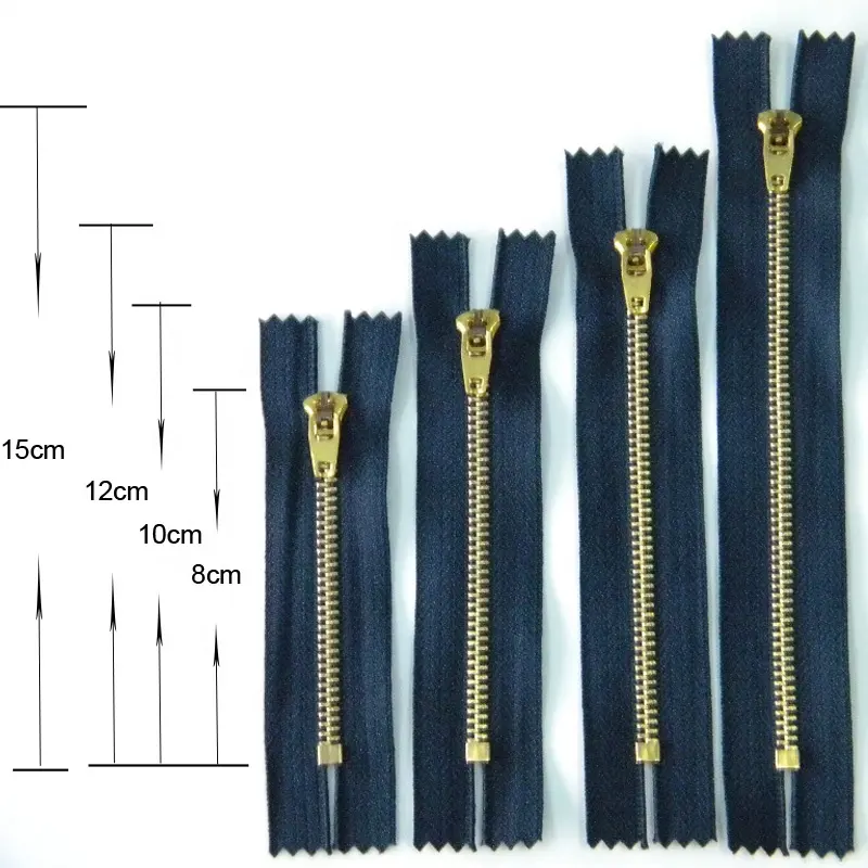 Custom Denim Zippers Tape #3#5 Closed End BRASS ZIP Semi-Lock Sliders Cremallera Metal Zipper for Jeans Clothes Garment Handbags