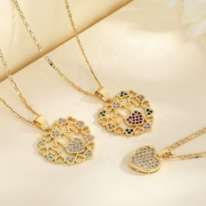 ของขวัญวันวาเลนไทน์และวันแม่ สร้อยคอรูปหัวใจแทนความรัก ขายส่ง ชุบทอง 18K ประดับเพชรซิร์คอน เครื่องประดับแฟชั่นสำหรับผู้หญิง - Product Image 1