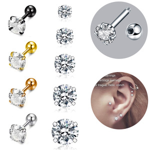 Anting Tindik Titanium Zirkon Buatan Tangan Ukuran Sesuai Pesanan, Perhiasan Tindik Emas 18k Rose Gold - Product Image 1