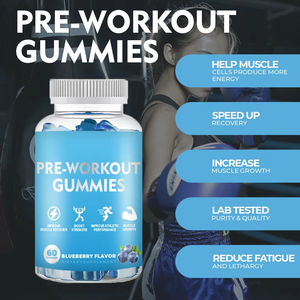 Venta caliente Pre-entrenamiento Gummy Suplemento natural Muscle Building Gummies Aumento de energía Candy - Product Image 3