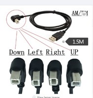 Kabel Printer USB Sudut 90 Derajat USB 2.0 Tipe A Pria Ke Tipe B Pria Kabel Pemindai Konektor Flash Emas Kecepatan Tinggi