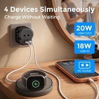 Worldplug Adaptateur de voyage universel tout-en-un PD 20W, prise murale US, adaptateur universel international US UK AU EU, chargeur d'alimentation mondial