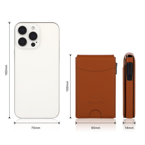 Portefeuille porte-cartes automatique avec blocage RFID et logo personnalisé, porte-cartes magnétique en cuir PU fin de qualité supérieure pour iPhone - Product Image 6