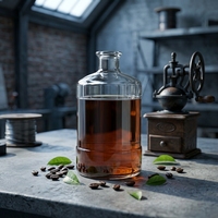 Bouteille vide en verre clair de 500 ml, 700 ml, 750 ml pour rhum, spiritueux, vodka, gin, tequila, avec sérigraphie