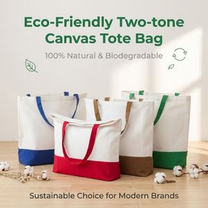 Sacs fourre-tout publicitaires en toile pliables personnalisés, impression de logo, design patchwork coloré, coton écologique, sac à bandoulière moyen pour la plage - Product Image 1