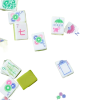 Jeu de tuiles de mahjong américain vert et blanc, mahjong en mélamine avec motif singe Joker, kit de jeu complet avec supports en acrylique transparent
