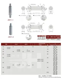 JH011 suku cadang cetakan SUJ2 pin pemimpin ejektor M6/M8/M10 frekuensi tinggi