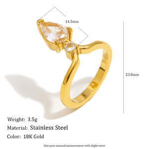 Anillos de Compromiso y Matrimonio Unisex de Acero Inoxidable con Circonita de Alta Calidad, Chapados en Oro de 18K, Regalo al por Mayor - Product Image 5