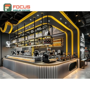 Durable Cafe Service Counter Tempered Glass Front Syrup Bottle Display Area Roastery Service Counter - Product Image 3