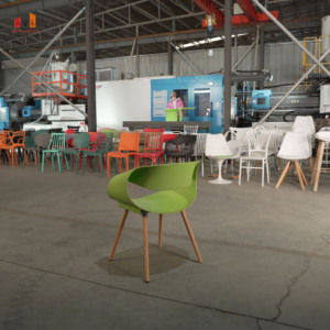Fauteuil en plastique <span class=keywords><strong>scandinave</strong></span> avec design incurvé et pieds en hêtre naturel, fauteuil confortable pour la maison, le café et le balcon - Product Image 5