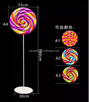Sucette en plastique de bonne qualité faite à la main, 55 cm, colorée, belle, décoration de bonbons, ornement pour la décoration de fête d'événement avec bâton de 120 cm
