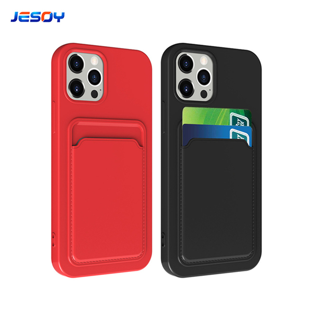 Fashion Luxury Soft Tpu Credit Card Holder Slot Pocket Mobile Cell Phone Cases With for Iphone 11 12 13 Pro Max