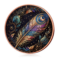Moneda de Cobre Puro 999 al por Mayor, 1oz, Moneda Conmemorativa de Cobre con Diseño de Luna, Sol, Estrella y Galaxia, para Regalo