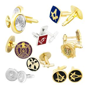 Gemelli massonici all'ingrosso dei gemelli di affari degli uomini del metallo dei gemelli dell'acciaio inossidabile di forma della prugna dei chiodi del polsino francese all'ingrosso - Product Image 1