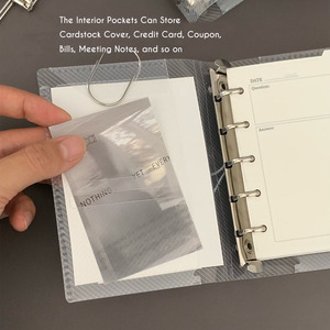 Vente en gros A6 A7 M5 Portable Twilled plastique argent anneaux givré clair pochette pour ordinateur portable feuilles mobiles classeur Triple planificateur couverture - Product Image 5
