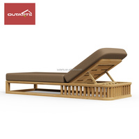 Chaise longue d'extérieur moderne pour villa, chaise longue de piscine en teck pour hôtel, chaise longue de plage pour resort, mobilier de plage.