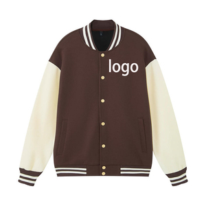 Color Block Drop Shoulder Baseball Jacket Custom Trendy Baseball <b>Work</b> Wear Coat Men Women Logo Clothing Customization - Product Image 2