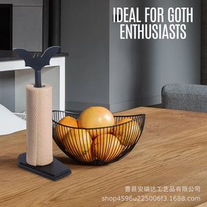 Gothic Style Wooden <b>Paper</b> Towel Holder Bat Shape Desktop <b>Kitchen</b> Decor Storage Rack - Product Image 4