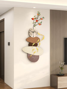 <span class=keywords><strong>Reloj</strong></span> de Pared de Madera Estilo Chino, Decoración Floral, Plato Redondo Apilado, <span class=keywords><strong>Reloj</strong></span> Grande para Decoración de Salas de Estar y Dormitorios - Product Image 2