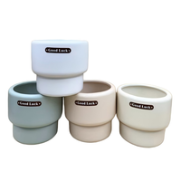 Pot Bunga Keramik Modern Ukuran Sedang Warna Hijau untuk Tanaman Indoor dan Bunga Desain Bulat