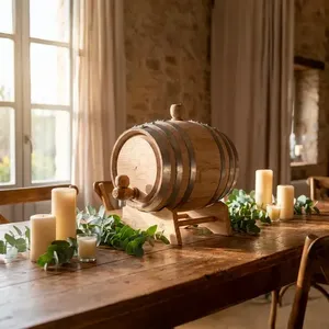 Barril de Madera de Roble de 1 Litro con Aro Galvanizado Marrón para Almacenamiento de Licores, Barril de Madera para Envasado de Alimentos y Bebidas - Product Image 6