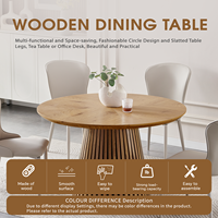 Table de salle à manger ronde moderne en bois, design tendance, idéale pour les réunions de famille, multifonctionnelle