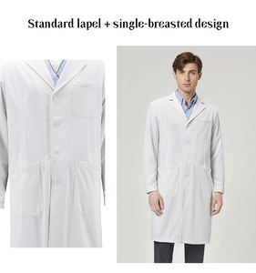 Uniformes de Hospital para Hombre, Bata de Médico Blanca de Poliéster, Personalizada OEM ODM - Product Image 3