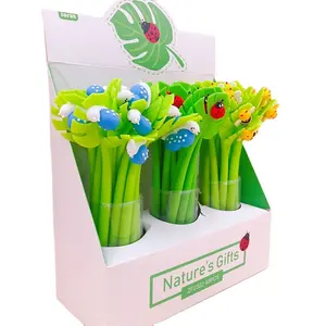Groothandel Mini Kawaii Schattige Cartoon Groene Bladeren En Slakken En Bijen 21Cm Siliconen Mini Gel Pennen Set