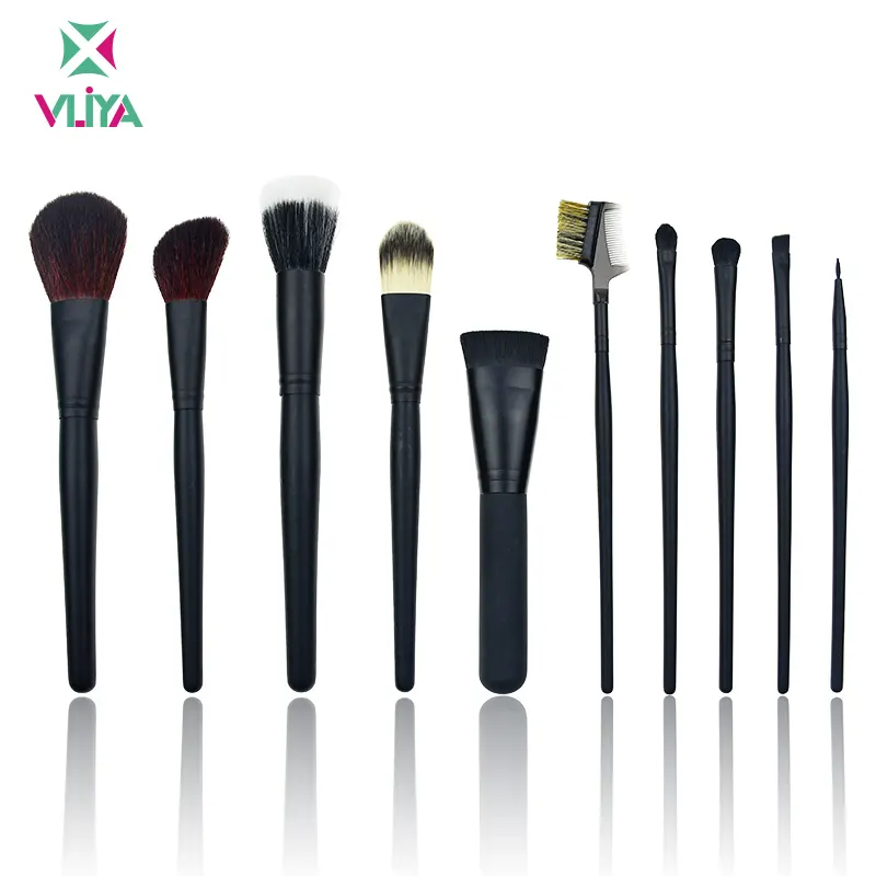 Custom Professional Best Natural Silicone Eye Face Synthetic Black Makeup Brush Set
