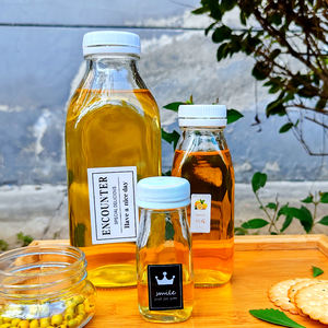 Bouteilles en verre vides de jus Bouteille en verre transparent utilisée pour conserver la capacité des jus 250ml 350ml 500ml 750ml 1000ml à bas prix - Product Image 4