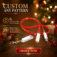 Cordon de charge USB-C Micro 8 broches PD 60W à sublimation personnalisée 6-en-1, avec logo, charge rapide, pour badge d'identification, cadeau pour salon professionnel - Vente chaude