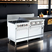 Cuisinière à gaz robuste à 4 brûleurs avec gril radiant de 36 pouces et deux fours pour boulangerie et restaurant |   Modèle RGR60-36CB