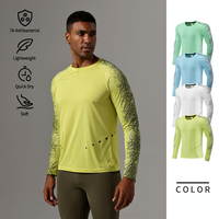T-shirt à manches longues 100% fibre élastique composite pour homme, T-shirt antibactérien 7A à coupe ajustée pour la salle de sport et la course à pied