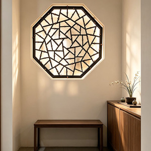 Traditional Chinese Bamboo Wall Ornament Octagonal Openwork Design Handmade Home Decoration - Product Image 1