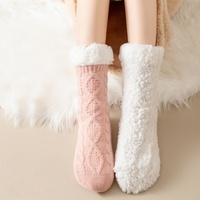 Jingwen OEM Hiver Agneau Plus Velours Épaissi Maison Dormir Chaud Plancher Chaussettes Femmes Chaussettes