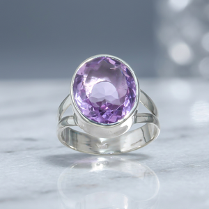 Hot Selling Amethyst Bezel Setting 925 Solid Sterling Silver Classic Wedding & Party Natural Gemstone Ring Handmade Jewelry - Product Image 3