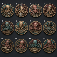 Pièce commémorative 3D personnalisée en relief, pièce de défi steampunk Octopus Clock Repair, cadeau souvenir, vente en gros, usine OEM ODM