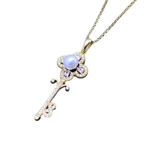 Colgante de Perla de Agua Dulce de 6-7 mm de Zhuji con Plata S925, Cara Sonriente, Luz Intensa, Forma Redonda con Ligera Imperfección, Venta al por Mayor en Transmisión en Vivo - Product Image 3