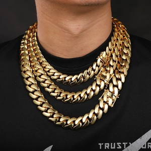 Cadena de Eslabones Cubanos Miami, <span class=keywords><strong>Oro</strong></span> 14K 18K, Latón, Joyería Masculina, Sólida, Gruesa, de Alta Gama, Premium, Gargantilla, Hip Hop, Talla Grande, Pesada - Product Image 6