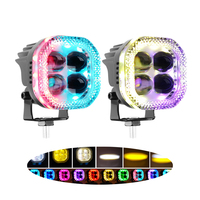 12V 24V 3 pouces 40W RVB LED lumière de travail carré RVB coloré Spot lumière de conduite universel antibrouillard pour moteur de voiture tout-terrain camions