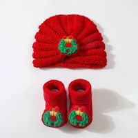 Ensemble de chaussettes et bonnet de Noël pour nouveau-né, motif dessin animé 3D mignon, chaussettes en coton de couleur unie pour bébés filles et garçons, vente en gros