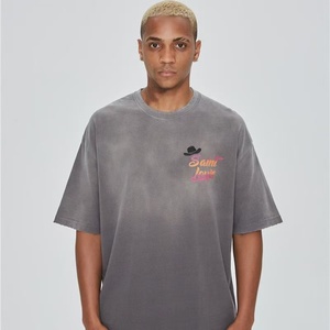 T-shirt vintage pour homme en tissu délavé à l'acide |   T-shirt ample à manches courtes avec imprimé dégradé Saint Louis, hauts décontractés streetwear pour - Product Image 2