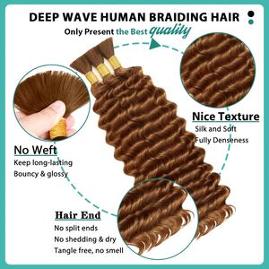 100g de Cabello Humano Castaño a Granel para Trenzas, Rizos Franceses, Trenzas Boho, Extensiones de Cabello Rizado y Voluminoso Romance, 16-26 Pulgadas <span class=keywords><strong>Bobbi</strong></span> - Product Image 5