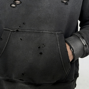 Sweat-shirt à capuche pour homme, coupe classique, style vintage, délavé à l'acide, effet usé et déchiré, streetwear, imprimé personnalisé, épais, automne, Y2K - Product Image 2